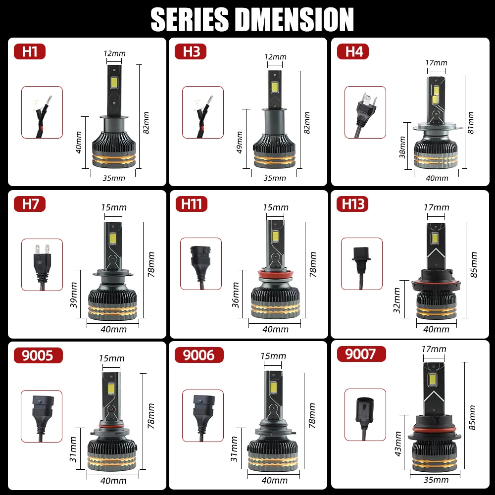 H7 LED Headlight H1 H3 H11 9005 9006 CSP 4775 Chip Car Bulbs 1500000LM 2000W Hight Low Beam Fog Lamp Spotlight Canbus 12V