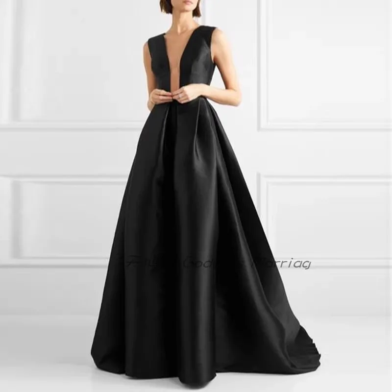 Customized A-Line Minimalist Elegant Engagement Formal Evening Dress Jewel Neck Sleeveless Ankle Length Stretch Satin Robe Soire