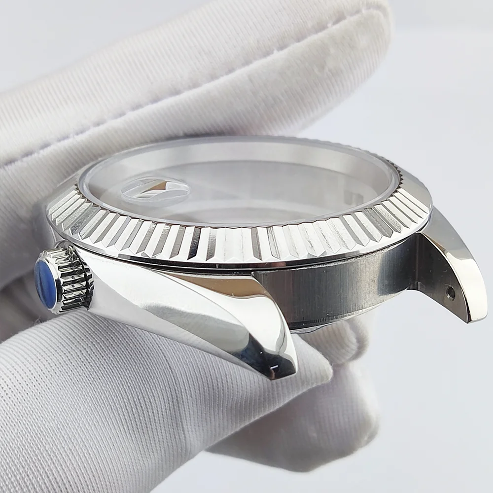 41 مللي متر حافظة الياقوت الزجاج 904L حافظة من الفولاذ المقاوم للصدأ يناسب 31 مللي متر حافظة عالية الجودة حافظة رجالية فاخرة