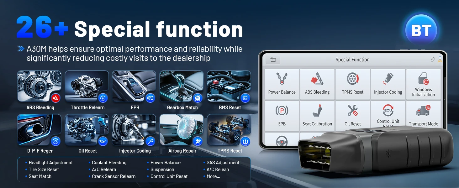 XTOOL A30M V2.0 Bluetooth Mini OBD2-Scanner mit Android-/iOS-App, lebenslange kostenlose Updates, CANFD, FCA Autoauth, 26+ Reset-Funktionen, A30 M, kabelloser Codeleser, bidirektionales Scan-Tool, keine Abonnementgebühren – Detail 6