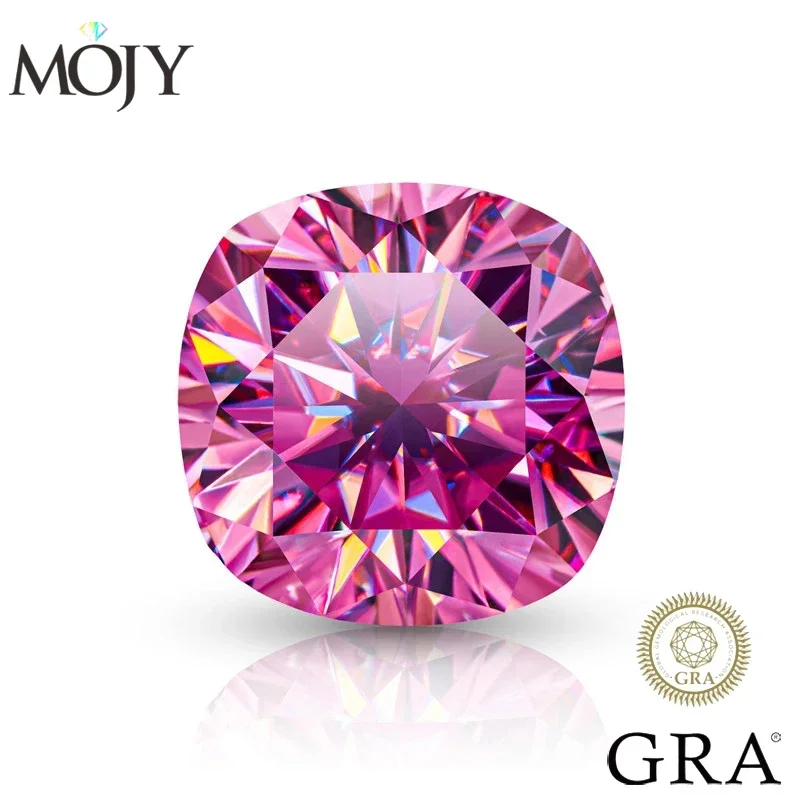 

MOJY Pink Color Moissanite Loose Stone Cushion Cut 0.5ct~6ct Gemstone Pass Diamond Tester with GRA Certificate for Fine Jewelry