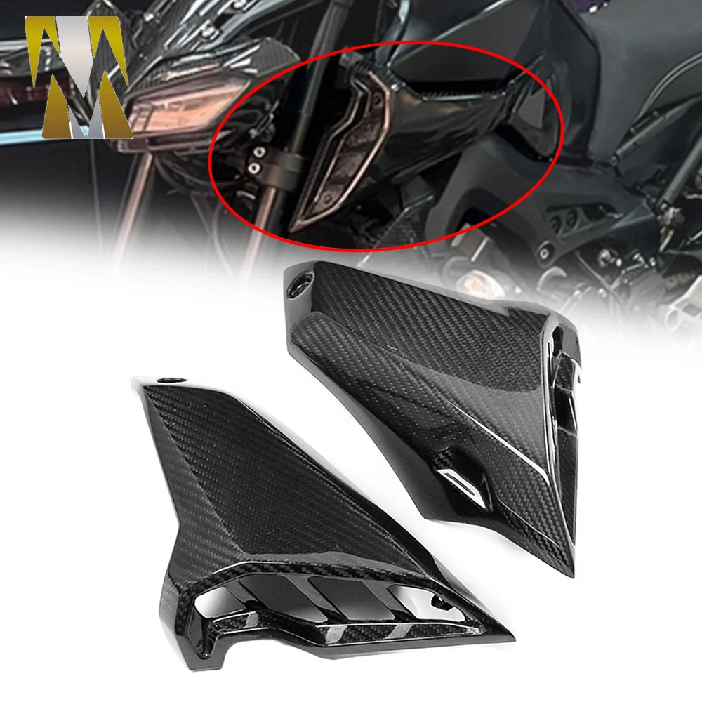 Carbon Fiber Motorcycle Air Intake Cover Tank Side Panel Spoiler Guard Fairing Compatible with YAMAHA MT09 FZ09 2017-2020
