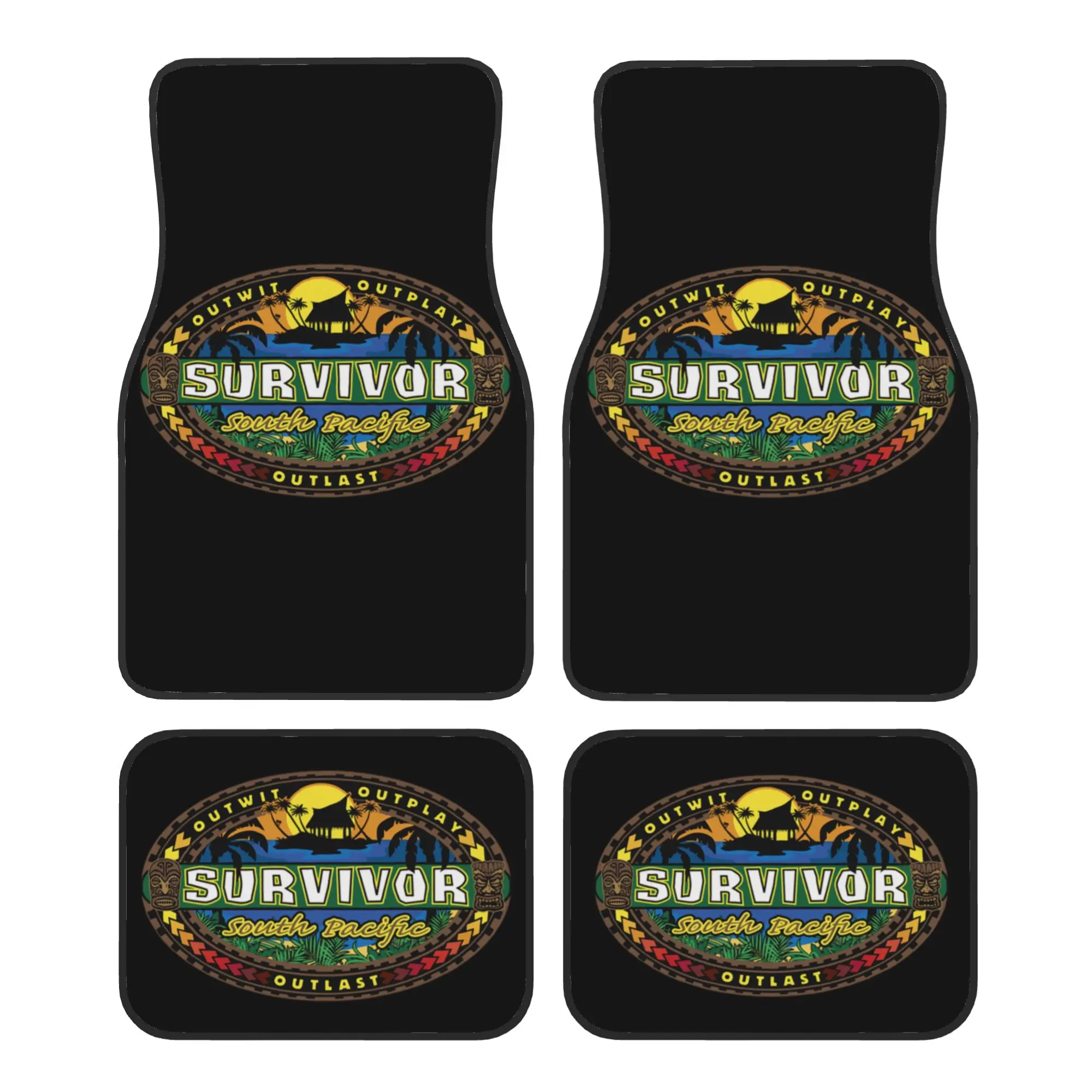 

Reality TV Survivor Car Floor Mats of 4 Pieces Crystal Velvet Non-Slip Carpets Rugs Universal Car Front Rear Carpets Foot Mats