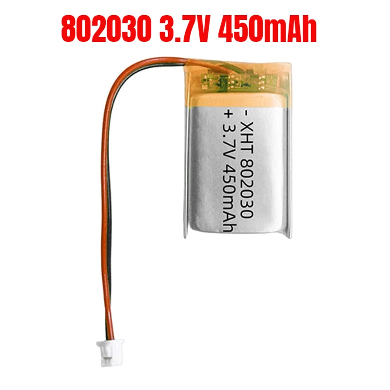 

802030 3.7V Lithium Battery Li Po Battery 450mAh Lipo Rechargeable Li Polymer Batteries for Tracker Monitor Dog Trainer Cell