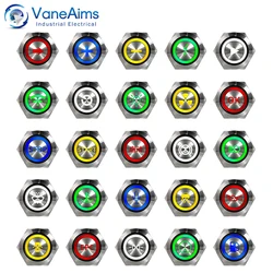 1pcs Logo Custom Ultra Short Button Switch without Fixation 12/16/19/22/25/30mm Momentary Led Light Electric Switch 6V 12V 220V