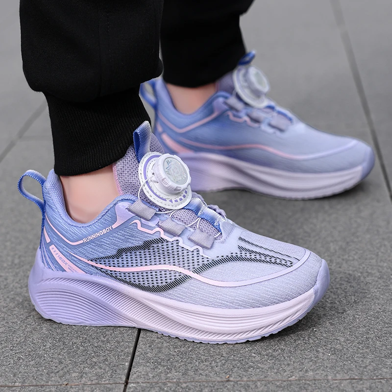 Outdoor Lace-up Boys Girls Knit Jogging Shoes Gym Sneakers Children‘s Basketball Shoes Non-slip Breathable Sports Training Shoes view 4