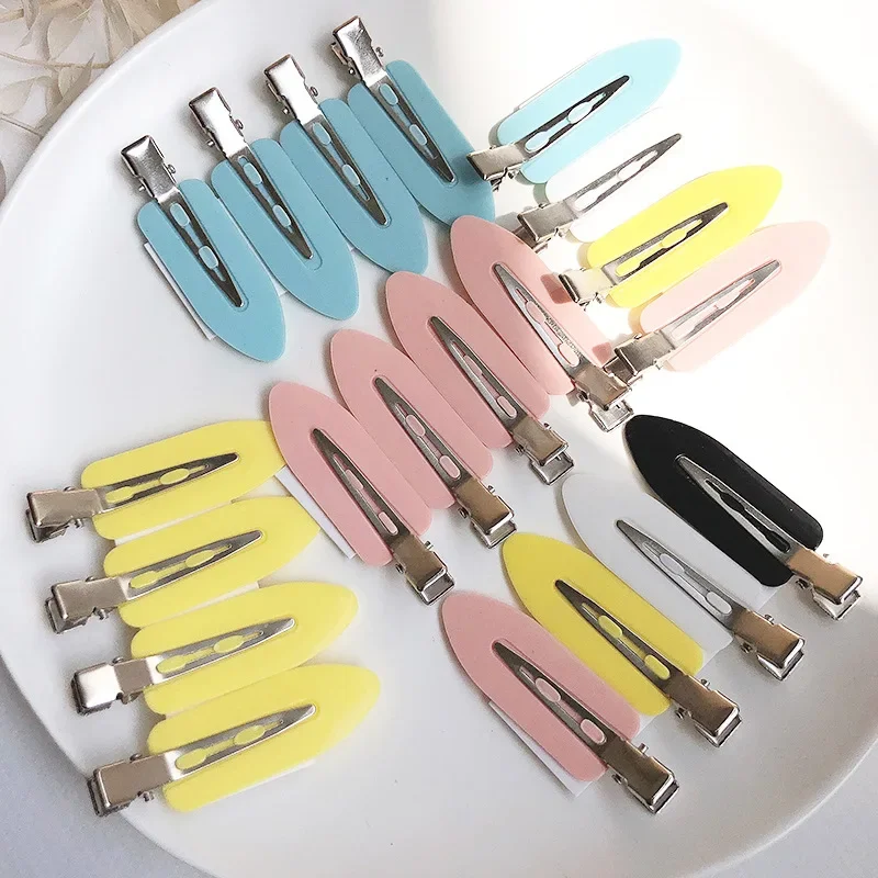 4 Pcs Seamless No Bend Hair Clips Barrettes No Mark Pin Curl Clip Makeup No Crease Hair Clip Hair Styling Bang Clips New Color