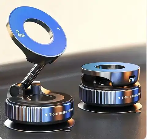 Vacuum Magnetic Car Phone Holder 360°  Foldable Suction Cup Mount Strong Magnet Cell Phone Stand For Car Dashboard Navigation