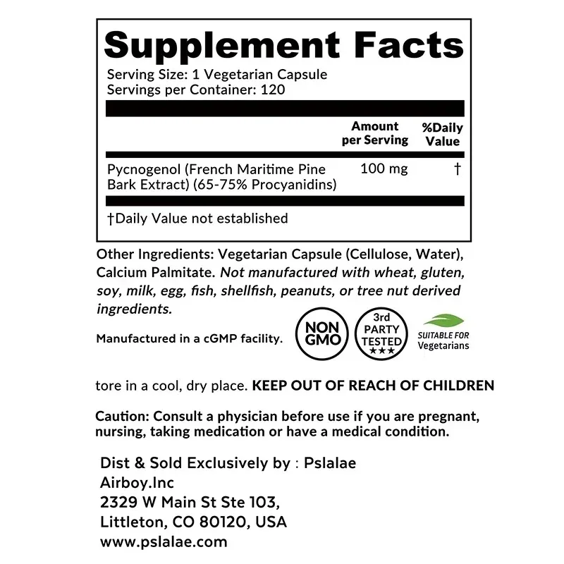 

Pycnogenol - Anti-aging, Cardiovascular Health, Brightens Skin Tone, Improves Cognitive Function