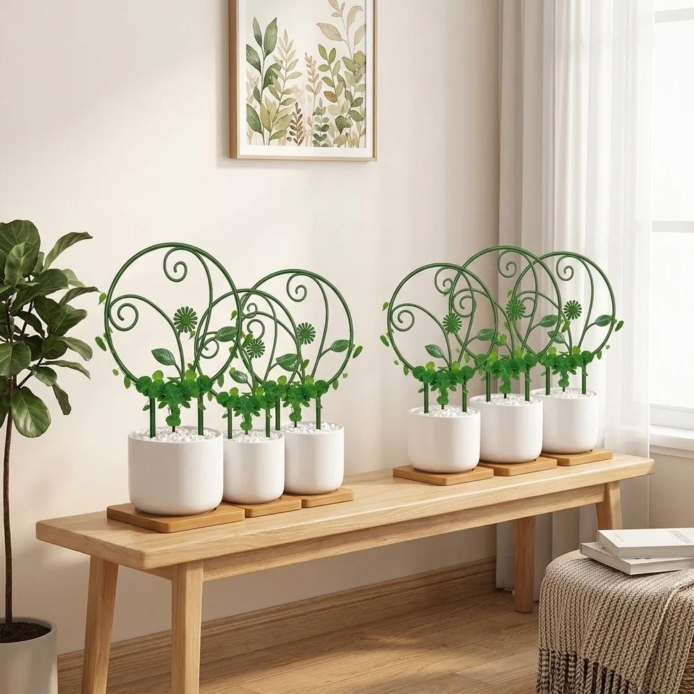 Green Plastic Plant Shelf 6Pcs for Climbing Plants Flower Display Stand Indoor Outdoor Vertical Garden Space Saving Trellis