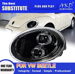 AKD Head Lamp for VW Beetle LED Headlight 2006-2021 Headlights Beetle DRL Turn Signal High Beam Angel Eye Projector Lens