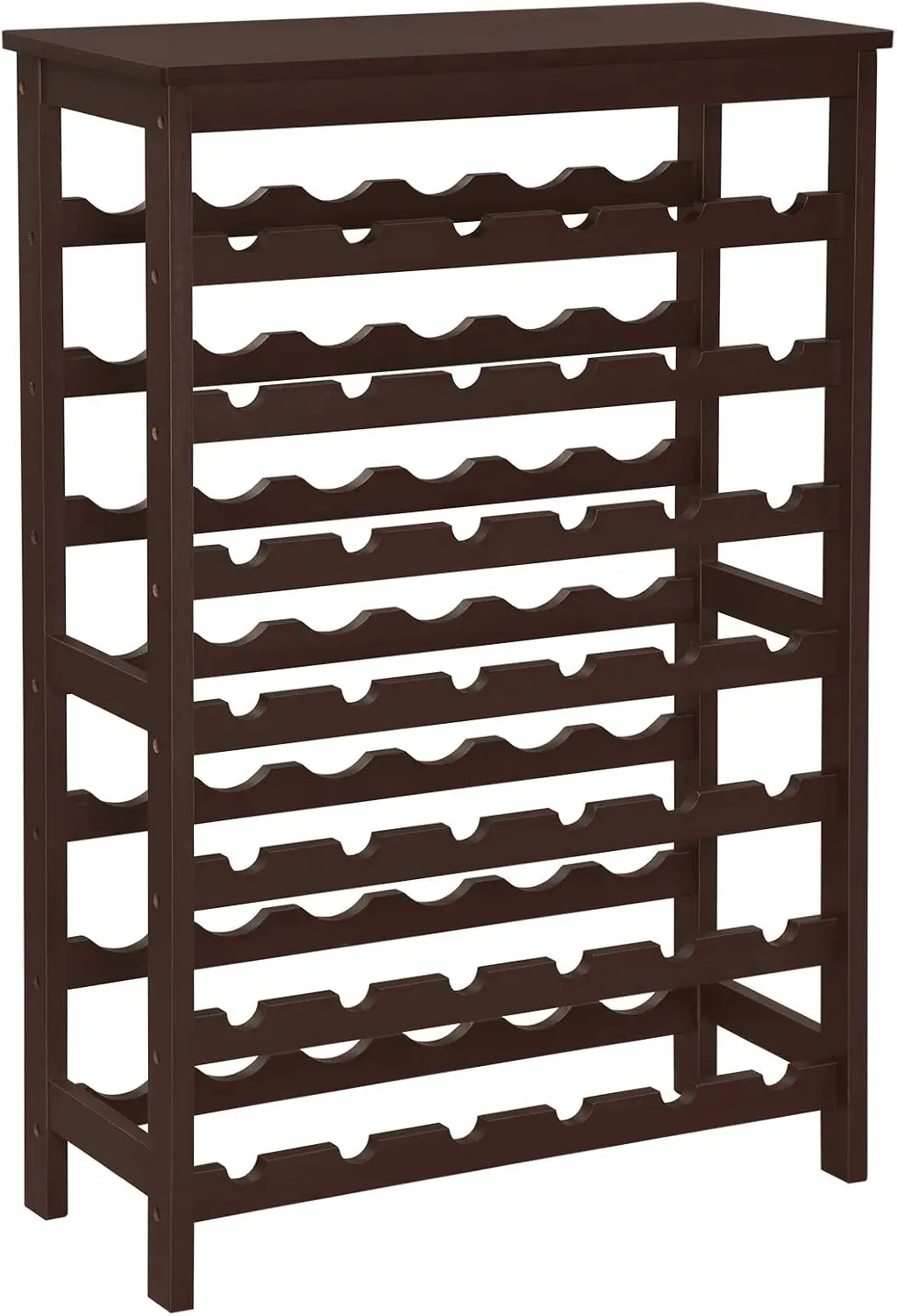 

42-Bottle Wine Rack Free Standing Floor, 7-Tier Display Wine Storage Shelves with Table Top, Bamboo Wobble-Free Bottle Holder