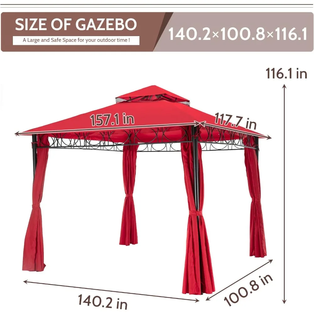 Shelter Canopy, 10x13 FT UV Block Sun Shade Canopys, Double Roof 4 Sidewalls Curtains Zippers, Shade Canopy