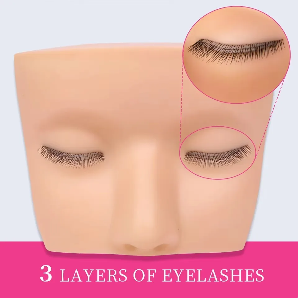 Eyelash Extension Silicone Practice Mannequin Model Head Replacement Eyelids Beginner Training Head Pads Facial Lash Makeup Tool