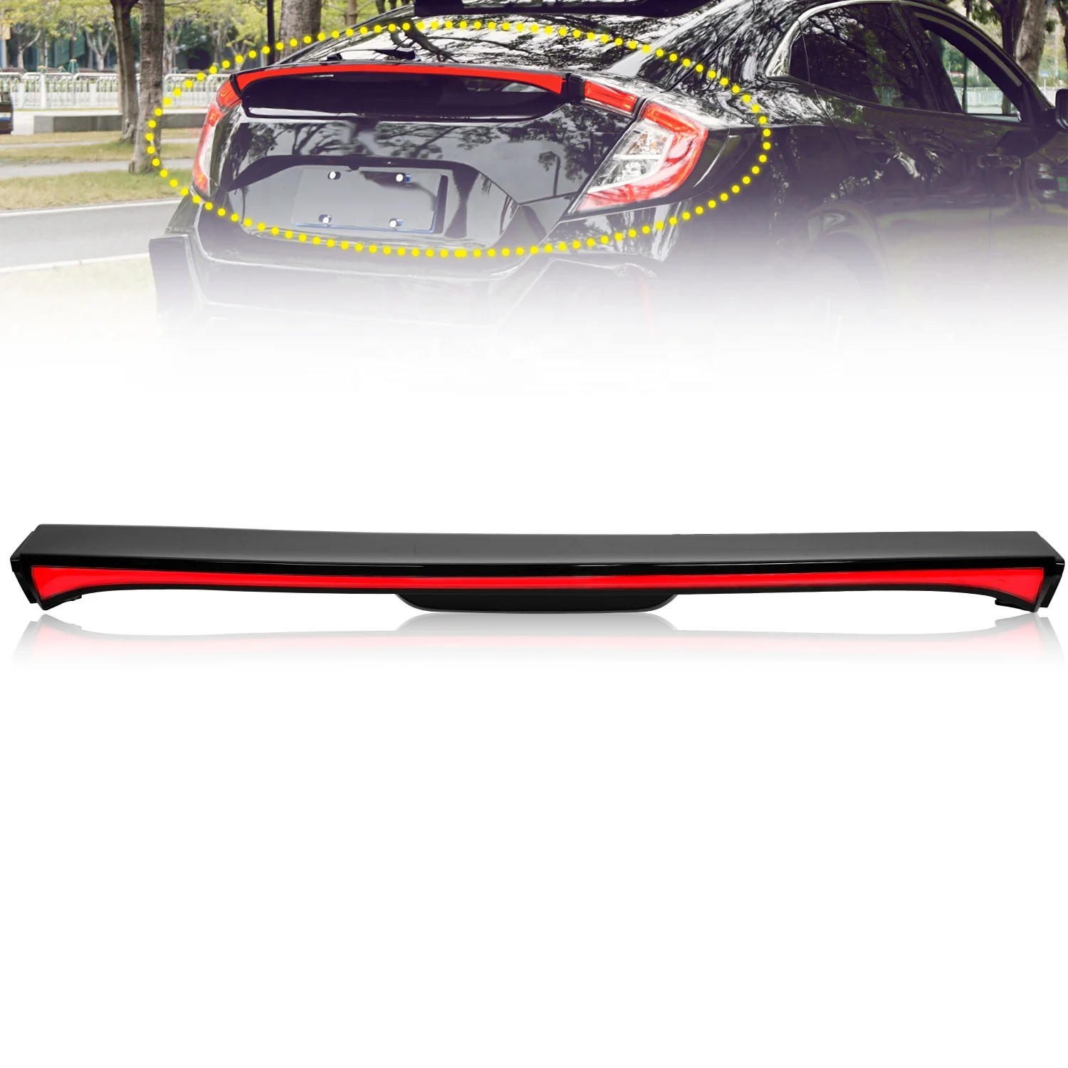 Archaic LED Light For 10th Honda Civic Hatchback FK7 FK8 2016-2020 Honda Civic Rear Spoiler Light Middle Trunk Light Bar