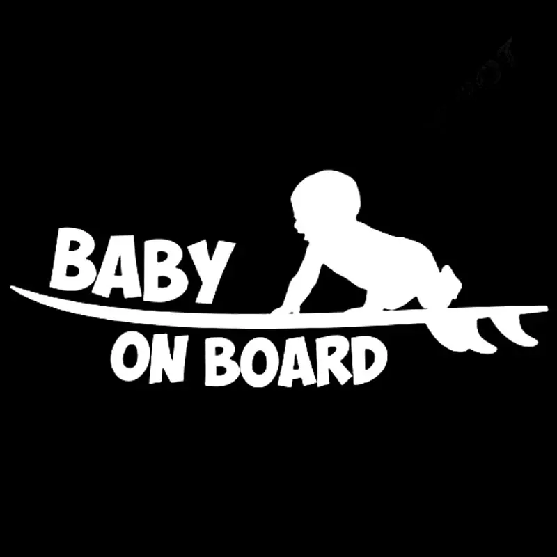 Hot Sale Interesting Car Sticker Baby on Board Cute Surfboard Surfer Car Window Accessories Decal Waterproof PVC 18cm X 7cm