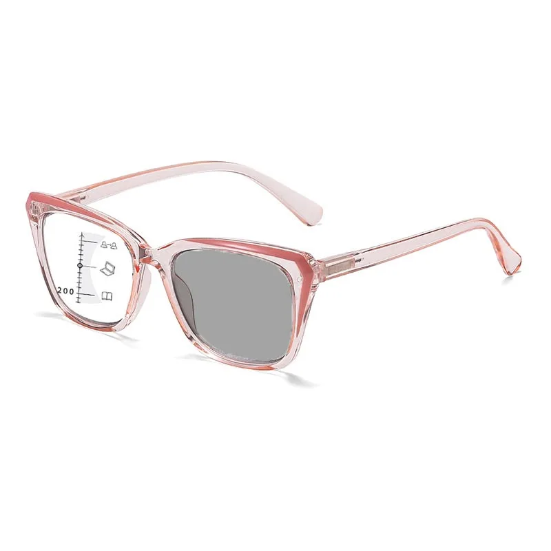 Lunettes de lecture multifocales photochromiques à monture transparente pour femmes et hommes, lunettes de presbytie progressives Anti-lumière bleue