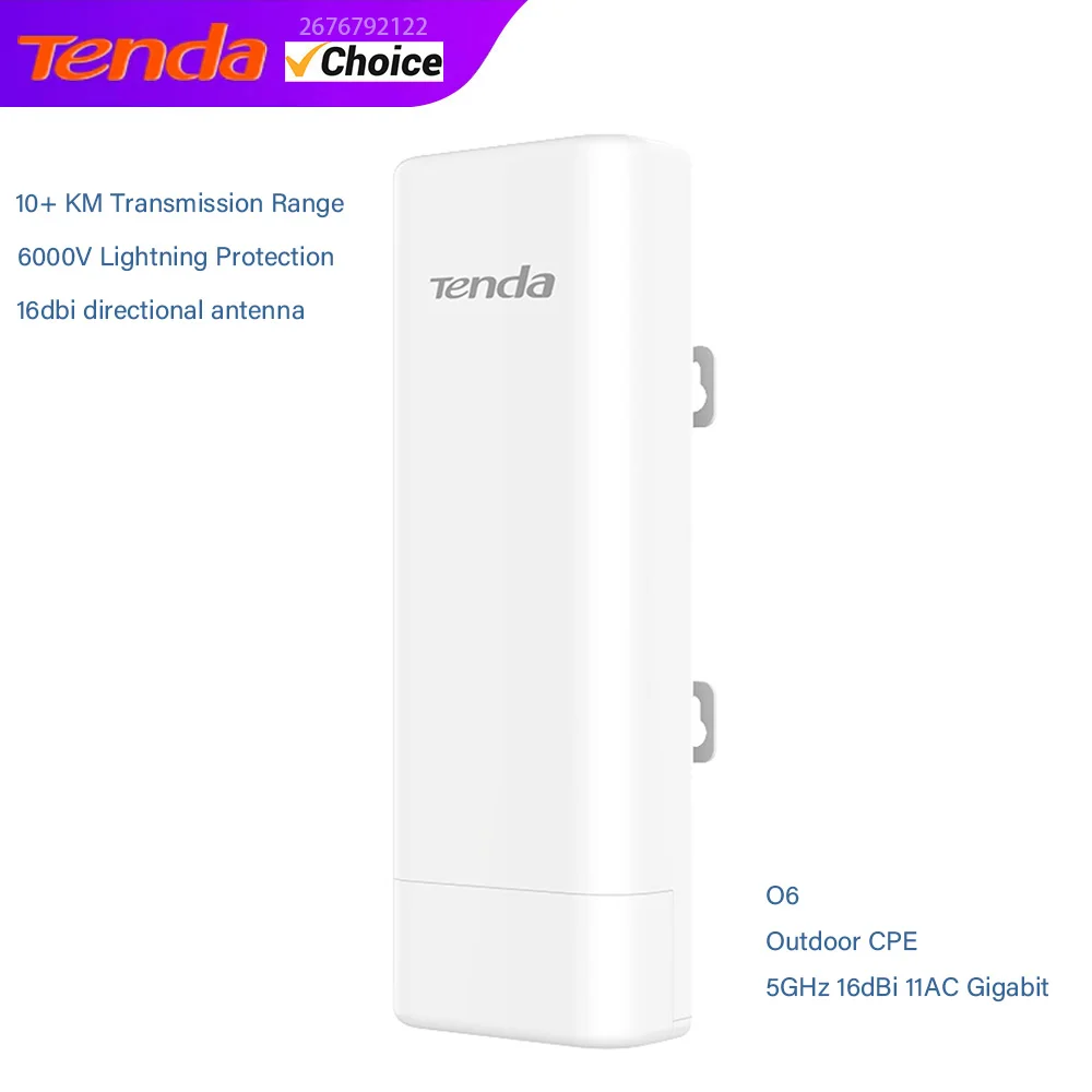 Tenda O6 Outdoor Wireless Wifi Access Point 5GHz 16dBi 11AC 867Mbps CPE Gigabit Ethernet WAN/LAN Port Passive POE Support IP65