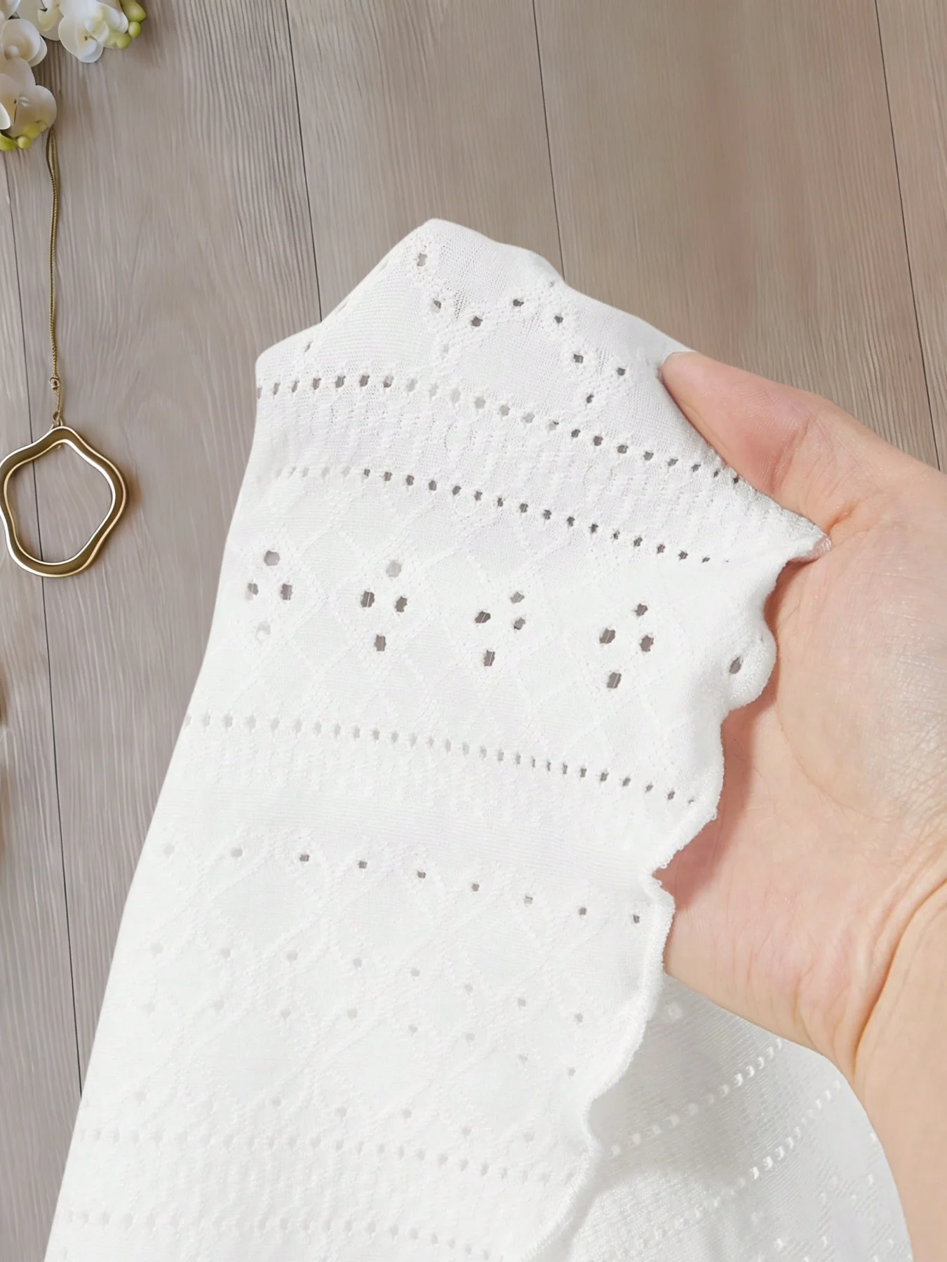 Plus Size Women's White Eyelet Spaghetti Strap Peplum Top image 5