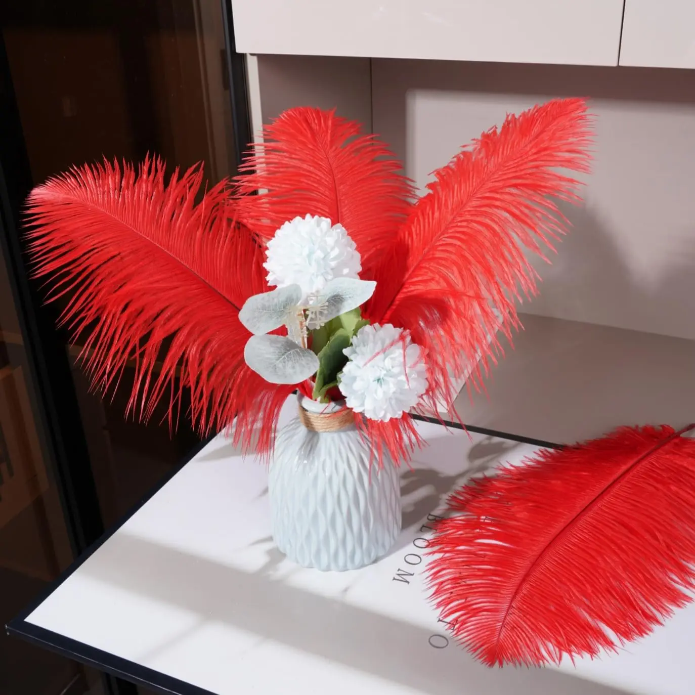 10 pezzi di piume di struzzo rosse 40-45 cm per la decorazione di piume per feste, vasi, centrotavola, decorazioni per la tavola