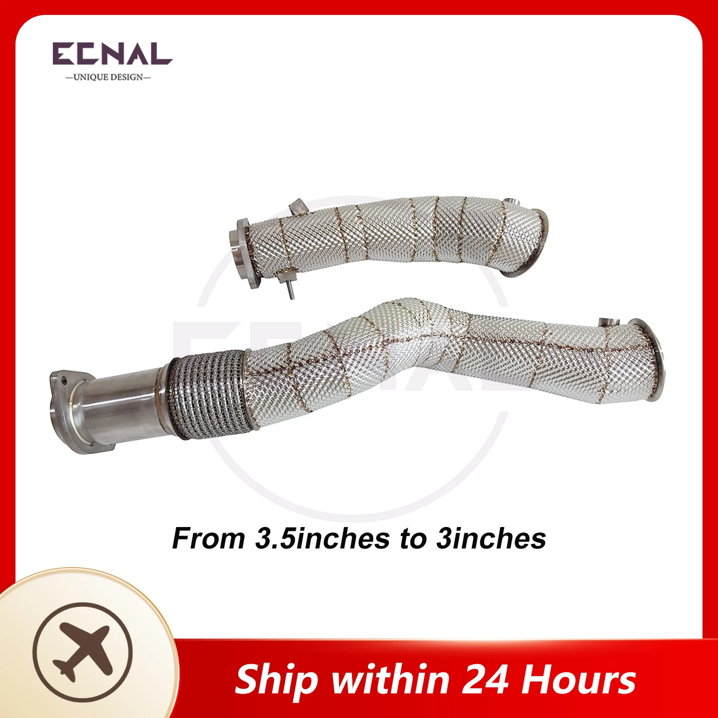 

Ecnal Exhaust Downpipe without Catalytic Converter 3.5inches to 3inches Sport Exhaust Pipe for BMW G80 M3 G82 M4 S58 3.0T