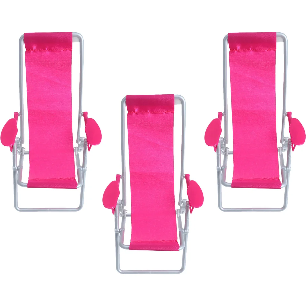

3 Pcs Mini Leisure Chair Miniature Beach for House Chairs Crafts Folding Dollhouse Foldable Abs Lawn Accessories