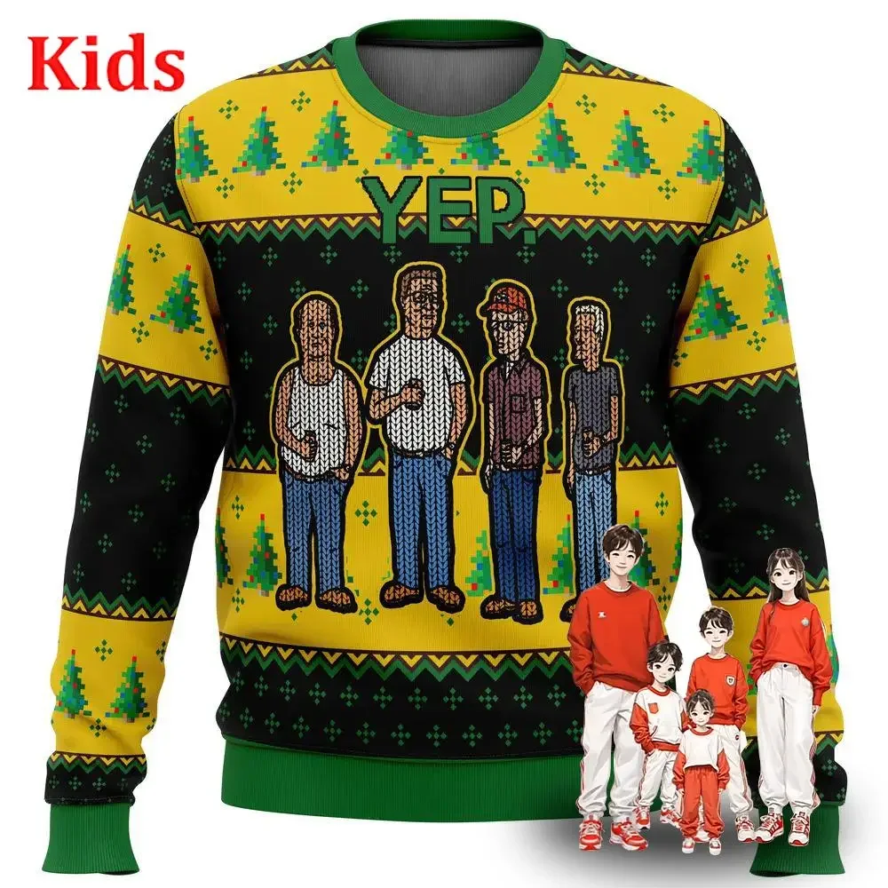 King Of The Hill Yep Ugly Christmas Sweater Christmas Sweater Gift Santa Claus Pullover Kids 3D Sweatshirt And Top Autumn