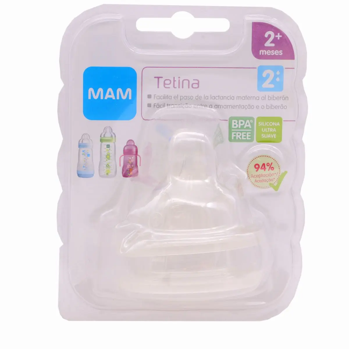 MAM tetina PACK 2 silicone teats free of BPA and BPS different sizes