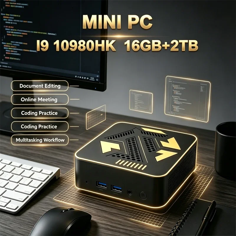 High‑Speed Intel I9-10980HK Mini Desktop PC 16GB RAM 1TB SSD Windows 11 WiFi6 Stable Portable Computer for Gaming & Daily Office