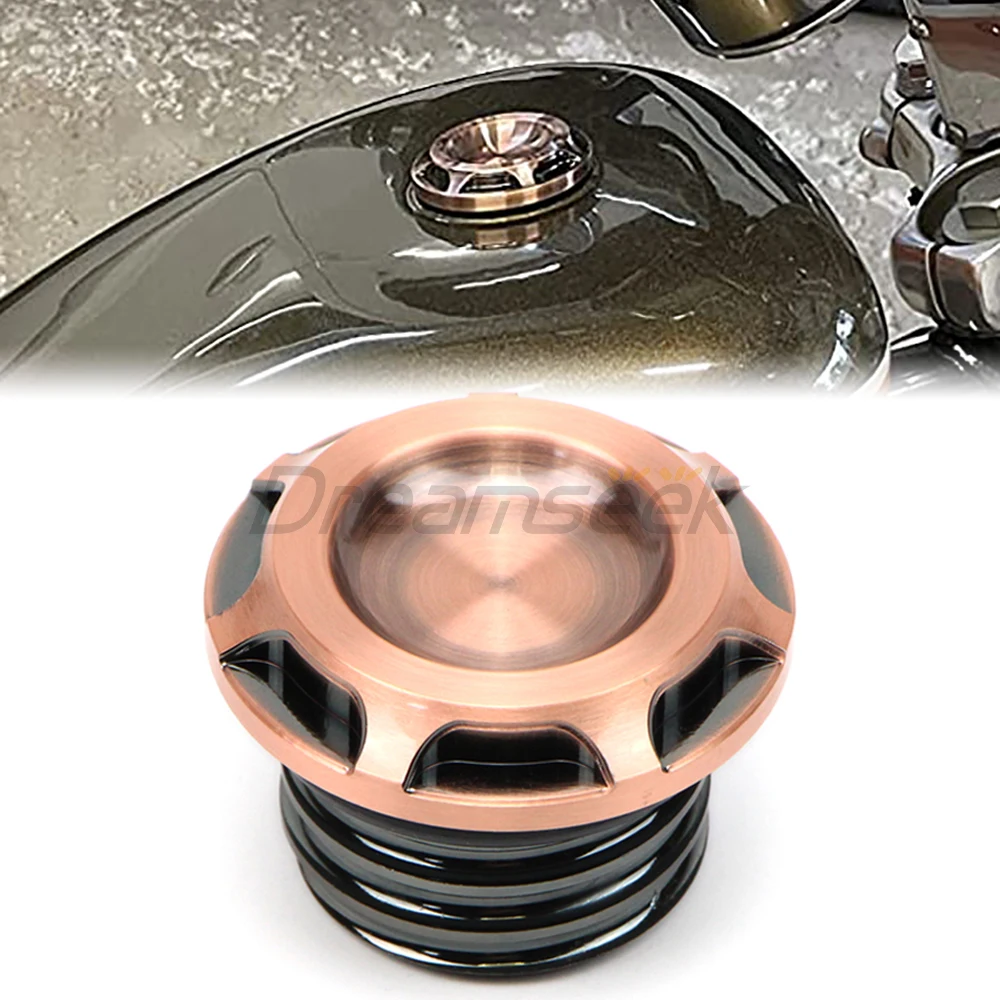 Motorcycle Fuel Tank Cap Cover for 1996-2015 Harley Sportster 48 883 XL1200 Bronze Fuel Gas Cap CNC Aluminum with Screw Thread