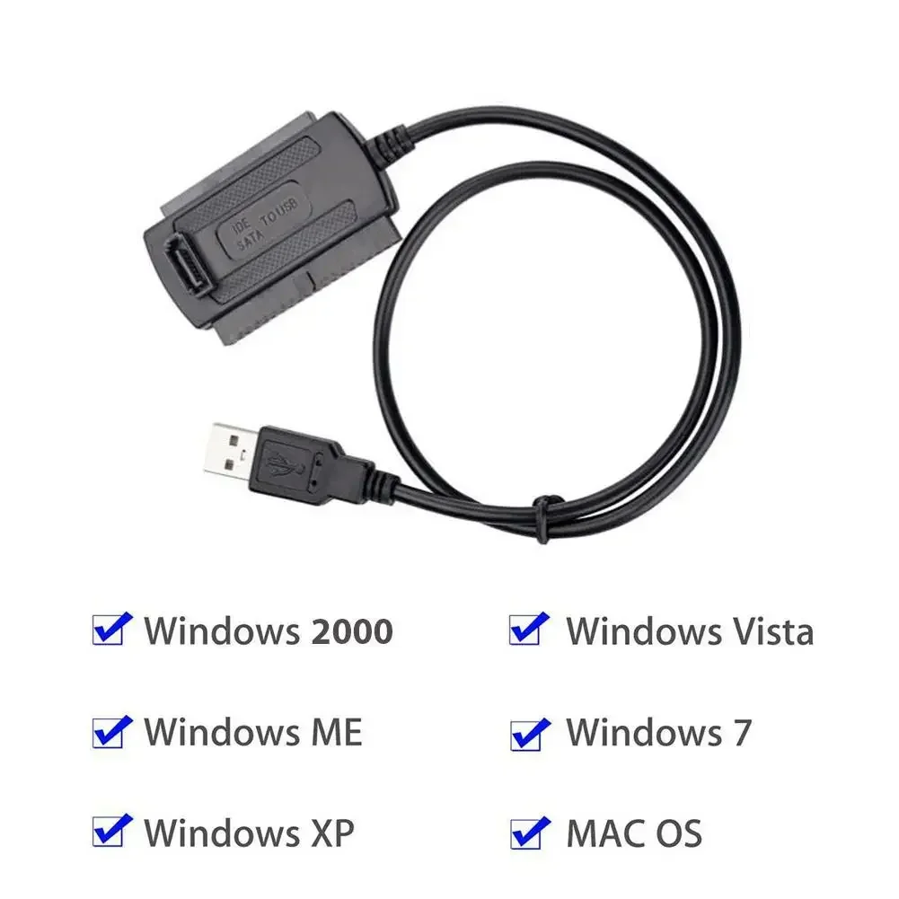 SATA to USB 2 SATA IDE Adapter Cable PATA IDE to USB Converter for 2.5 3.5 Inch SSD HDD with AC Adapter Support Windows MAC OS