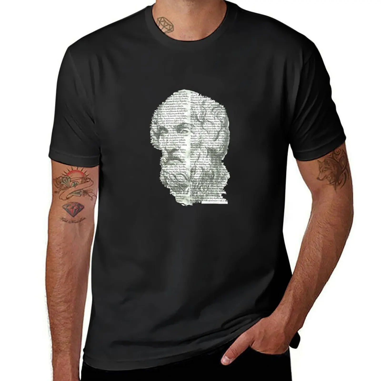 Homer, word portrait in Greek version of the Iliad by Professor Foolscap T-Shirt sports fans blanks men workout shirt