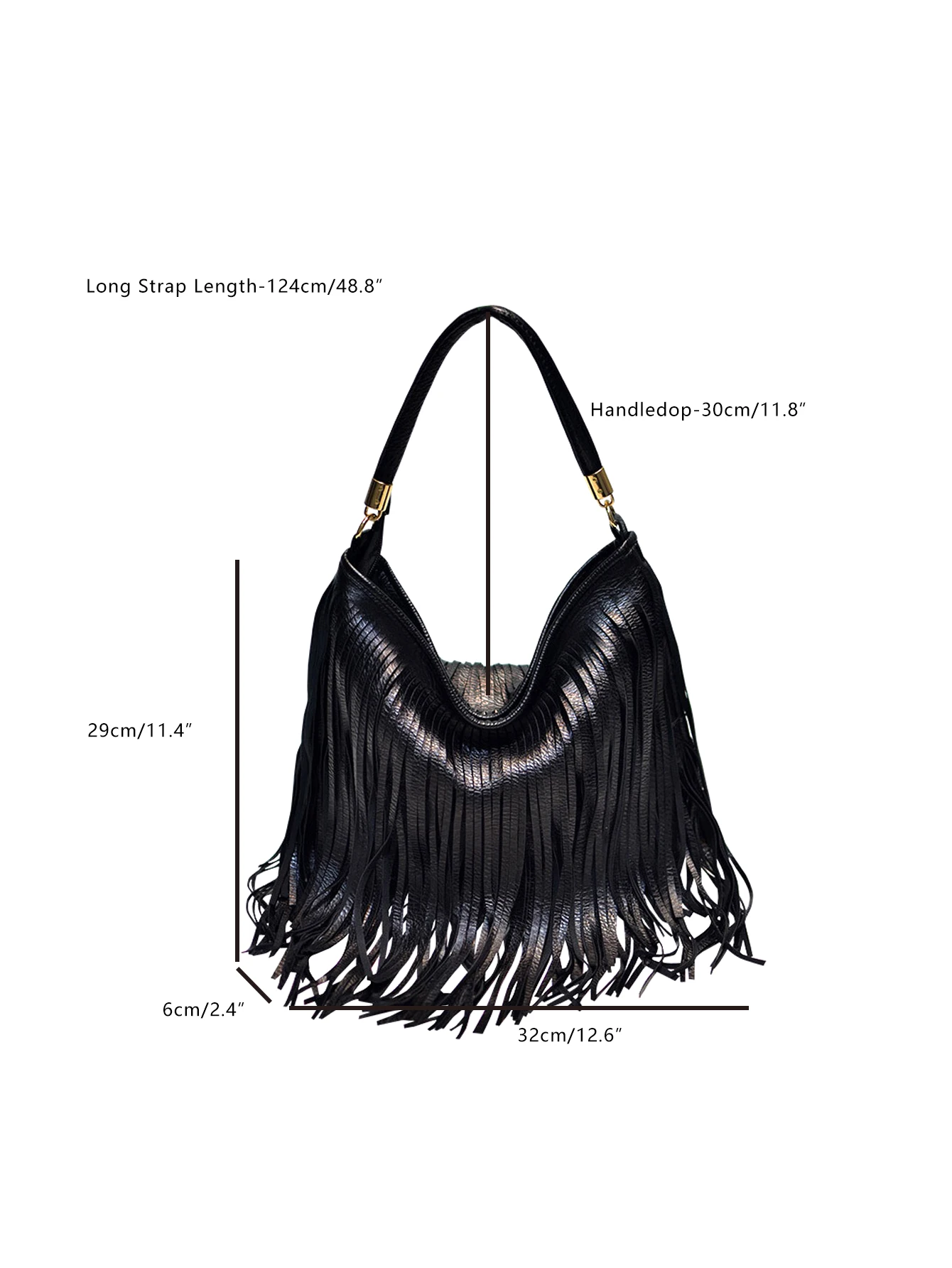 CEZIRA Casual PU Vegan Leather Tassel Handbags For Women Fashion Bohemia Style Fringe Shoulder Bags Daily Hobo Crossbody Purses