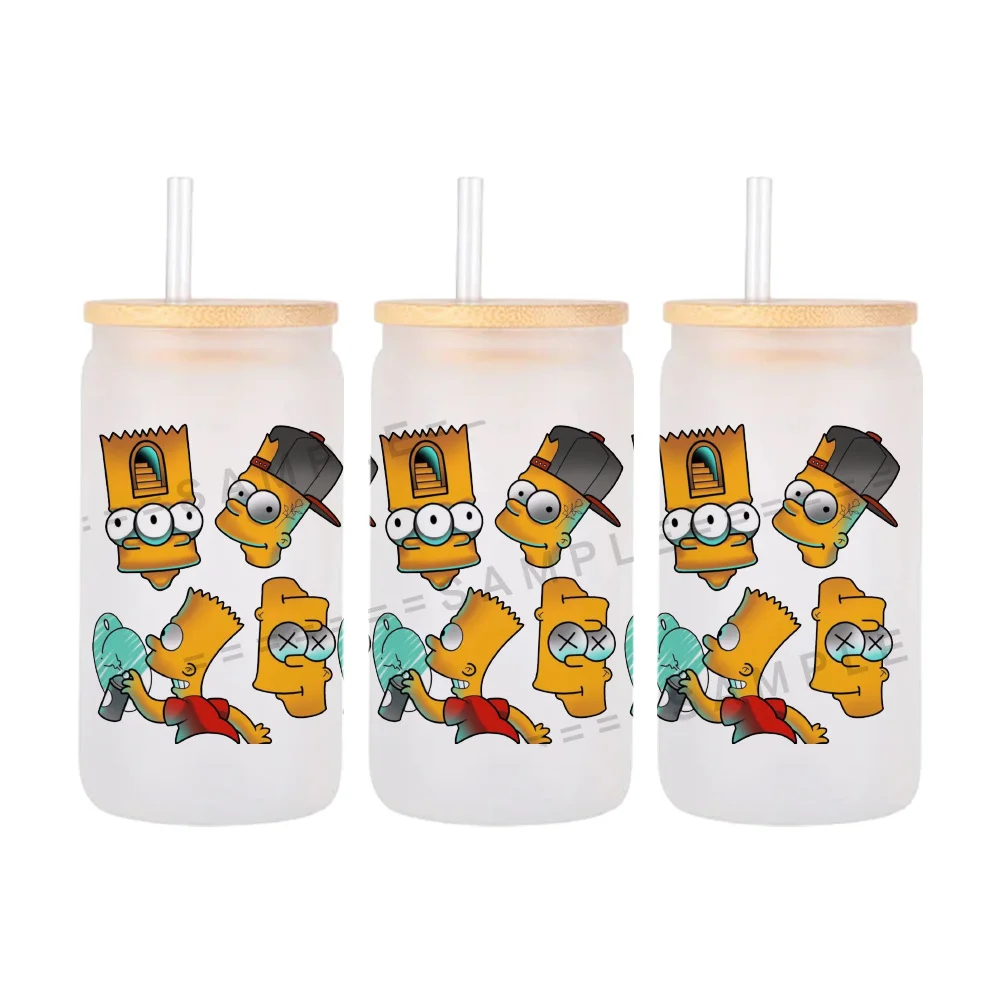 11x24cm Hot Movie Anime Family For Libbey 16oz Can Glass 3D Waterproof UV DTF Coffee Can Wrap Libbey Glass Wrap