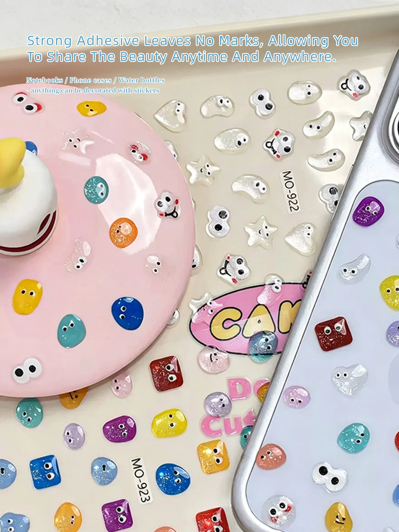 Crystal 3D Cat Eye Drop Glue Nail Stickers Jelly Dopamine Funny Candy Bean relief Nail Decoration
