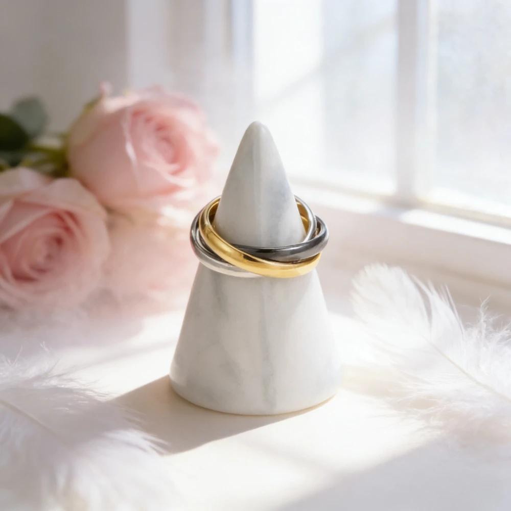 

2026 Trendy Collection Circle Double Layer Two Tone Ring for Women Fashion Jewelry Festival Gift