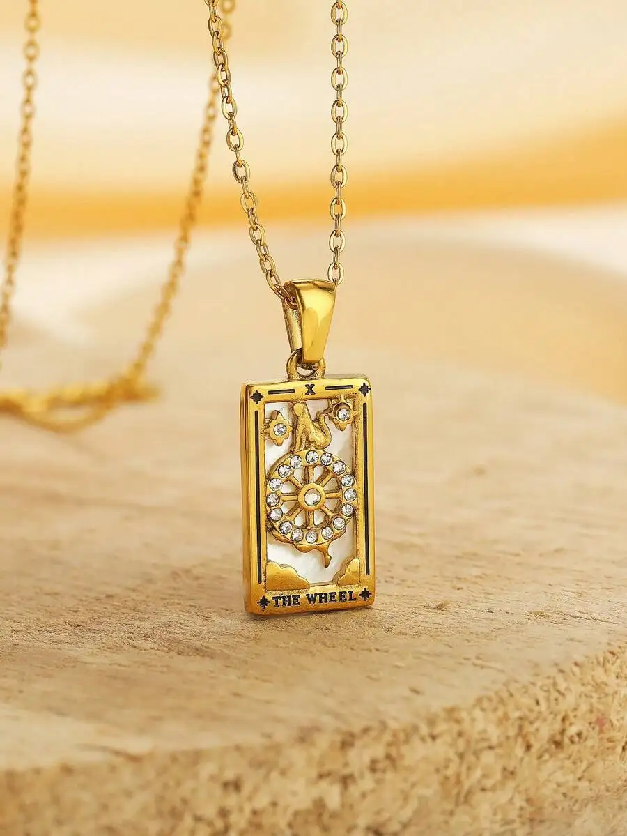Strength Tarot Pendant Necklace Stainless Steel Rope Chain Fashion Jewelry