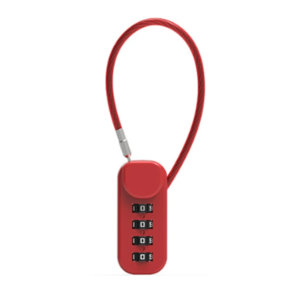 Portable Zinc alloy 4 Digit Password Lock Wire Rope Padlock Backpack Zipper Lock Anti-theft Luggage Combination Lock Travel