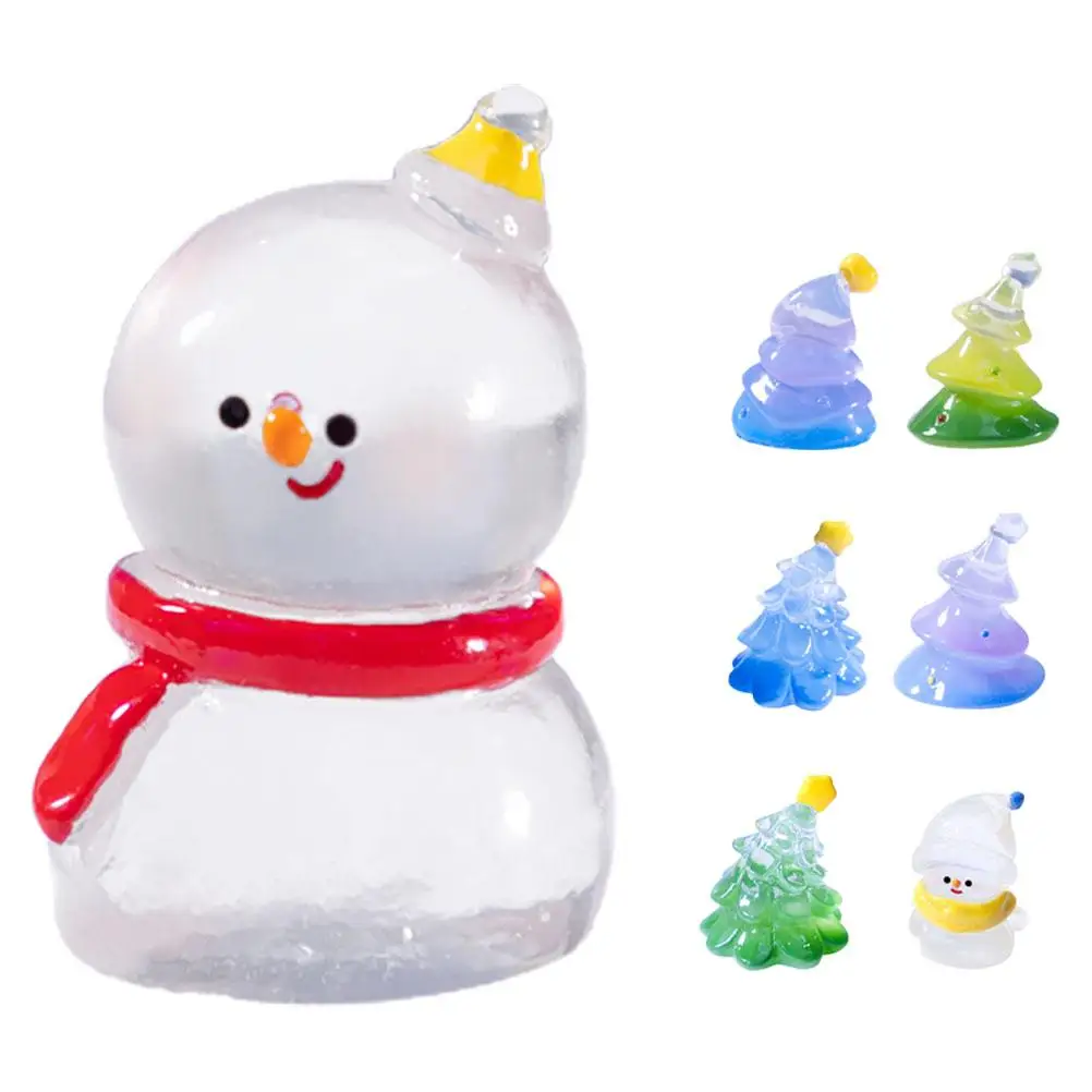 7-teilige Mikrolandschafts-Weihnachtsbaumminiaturen zum Basteln, Dekor, kleine Dinge, Kunstharzfiguren, Dorfdekorationen