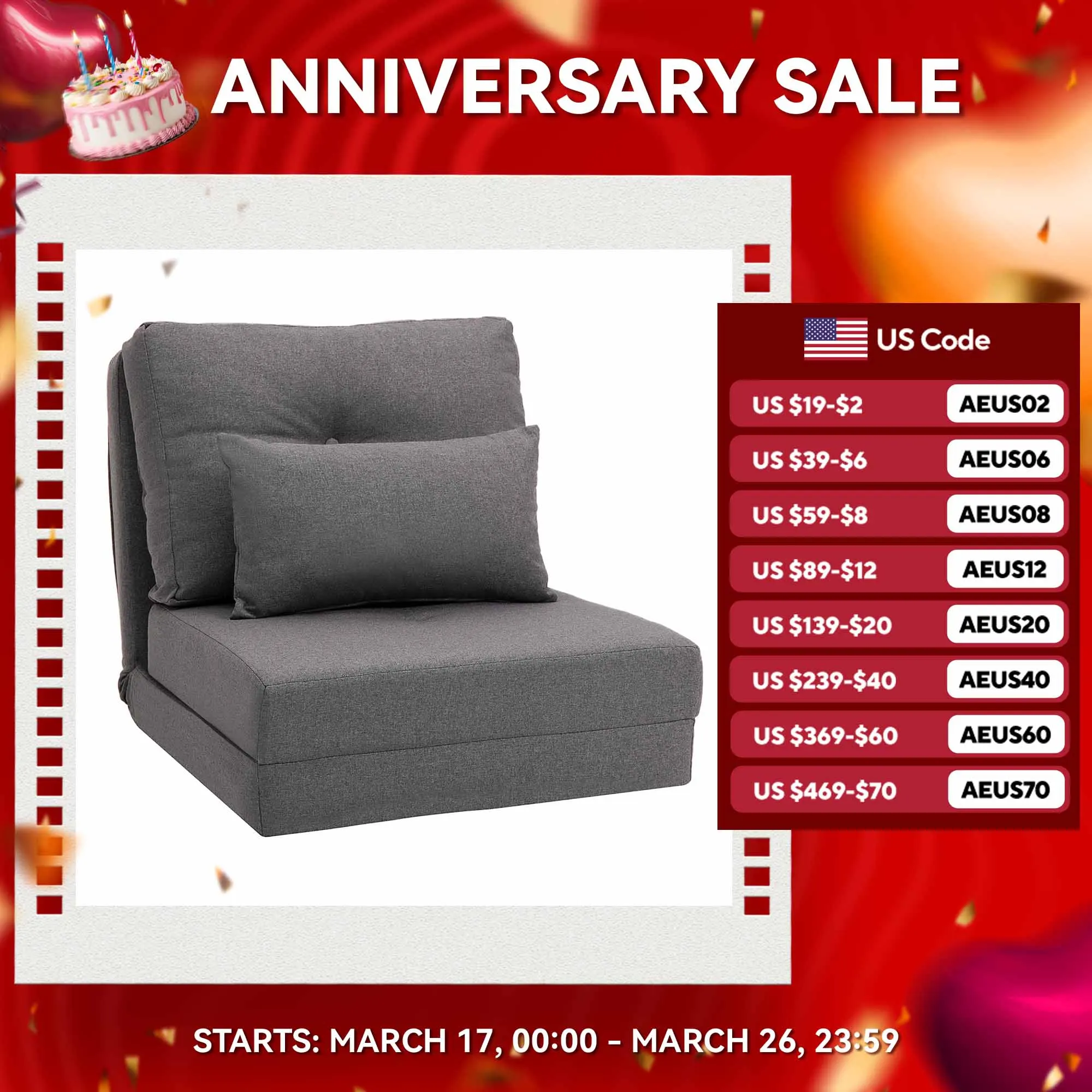 Foldable Floor Sofa Chair Seat W/ Adjustable Backrest & Pillow, Living Room Grey