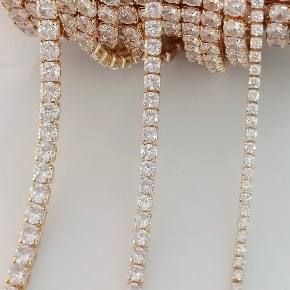 

14K Gold-plated Zircon Chain, Super Shiny Austrian Diamond Claw Chain, Loose Chain Semi-finished Product, DIY Handmade Jewelry