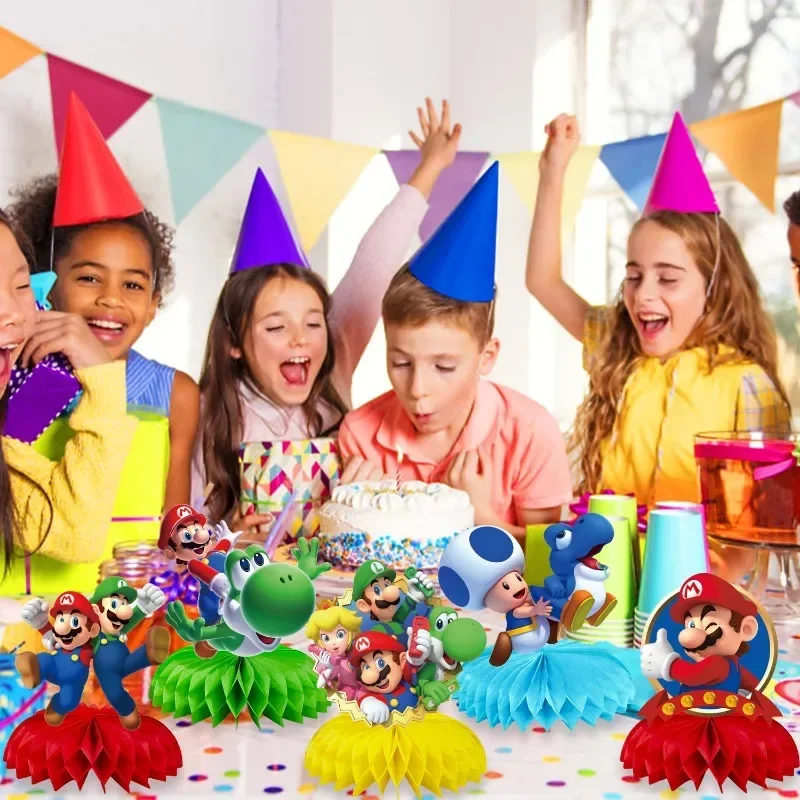 7pcs Super Mario Bros Birthday Party Ornament Anime Luigi Yoshi Action Figures Desktop Decoration for Boy Girl Party Supplies