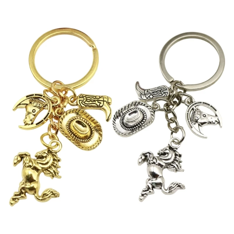 91AF Fashionable Cowboy Inspired Ring Decorative Keychain With Zinc Alloy Construction For Long Lasting Use