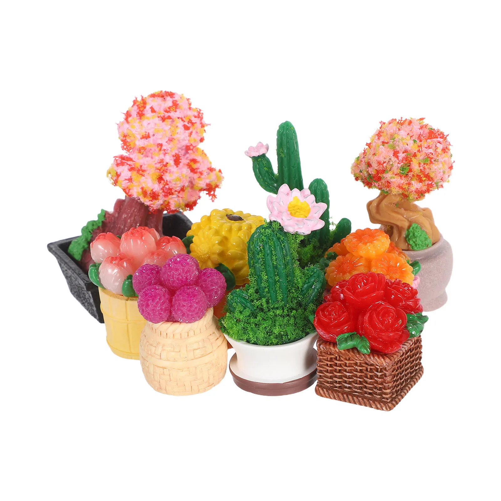 

9Pcs Micro Landscape Plants Mini Resin Cactus Decorations Tiny Potted Succulents for Home Office DIY Fairy Garden Enhancements