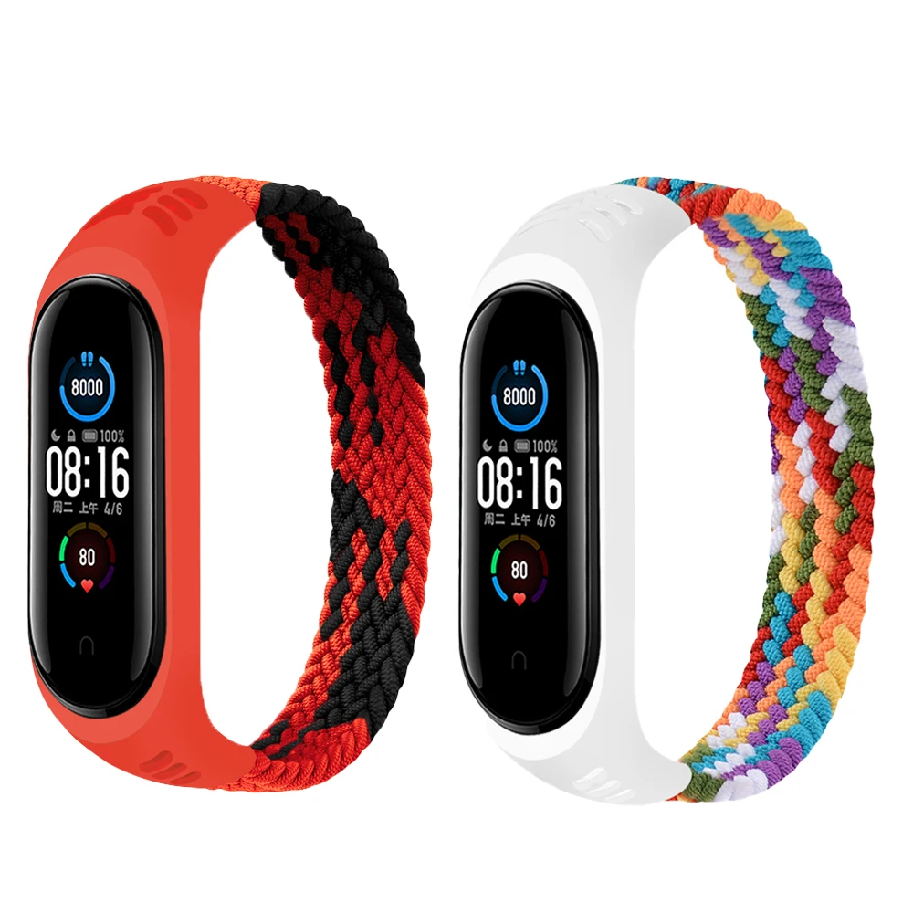 Эластичный нейлоновый Плетеный ремешок для Xiaomi Mi Band 6 5 4 3, сменный Браслет для Mi Band 6 5NFC