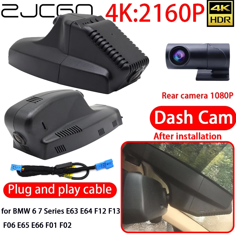 ZJCGO for BMW 6 7 Series E63 E64 F12 F13 F06 E65 E66 F01 F02 4K Car DVR Dash Cam Wifi Front Rear Lens Camera 24h Monitor