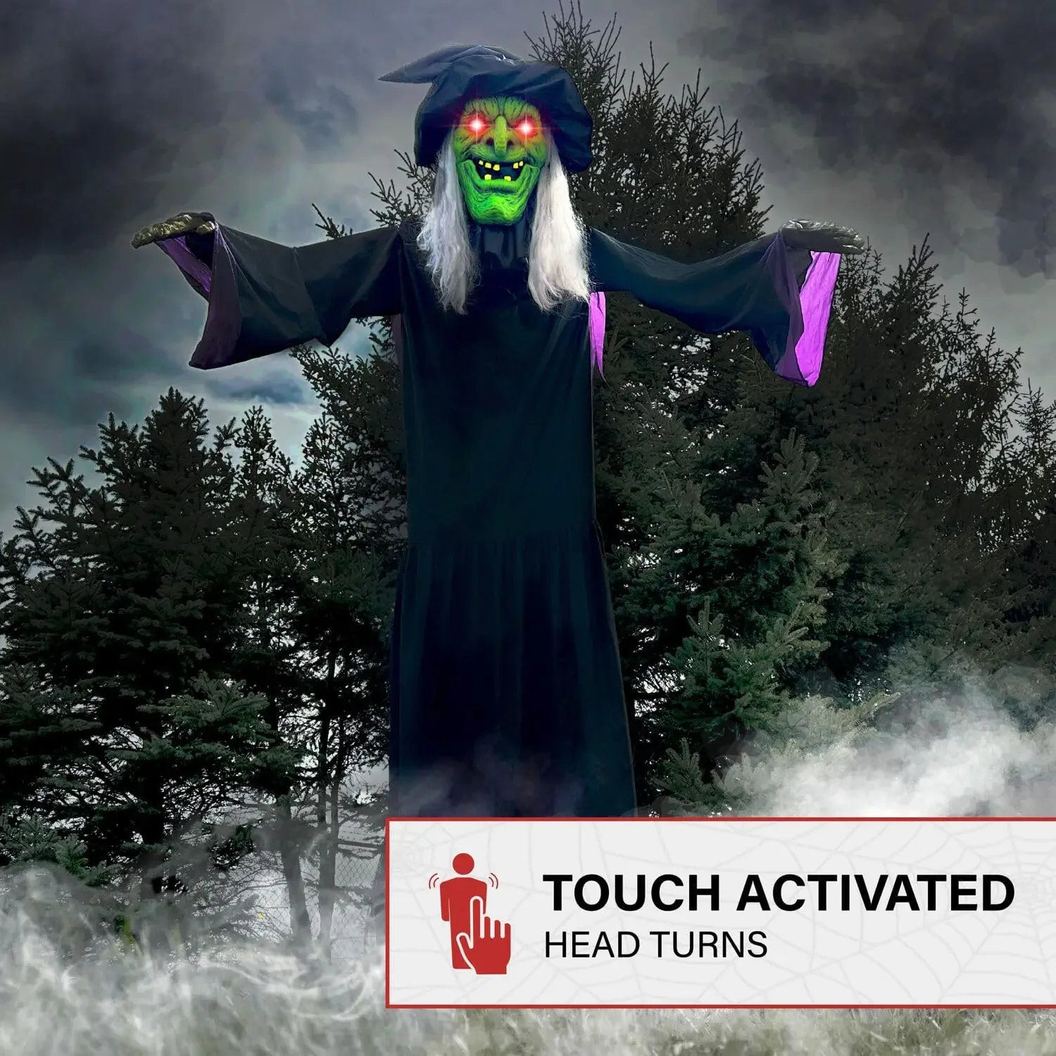 15-ft. Animatronic Scary Talking Witch with Touch Activated Lights and Sound, Battery-Operated