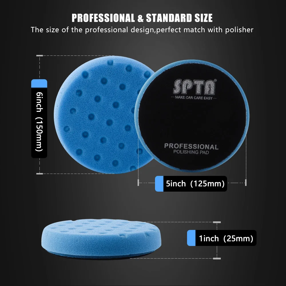 SPTA Car Polishing Pads, Polka Dot Buffer, polidor, polimento e cera Pad, DA, RO, GA, 5 em, 6 em, venda a granel