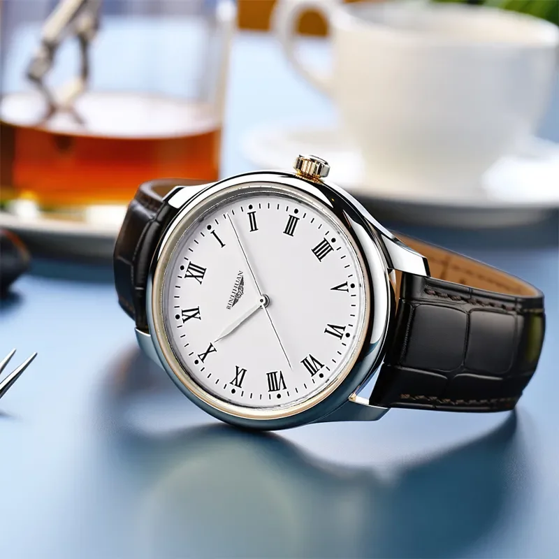 ساعة كوارتز رجال الأعمال الفاخرة الوسيم مع حزام جلدي مقاوم للماء من أفضل العلامات التجارية الجديدة موديل 2025 ساعة يد للرجال