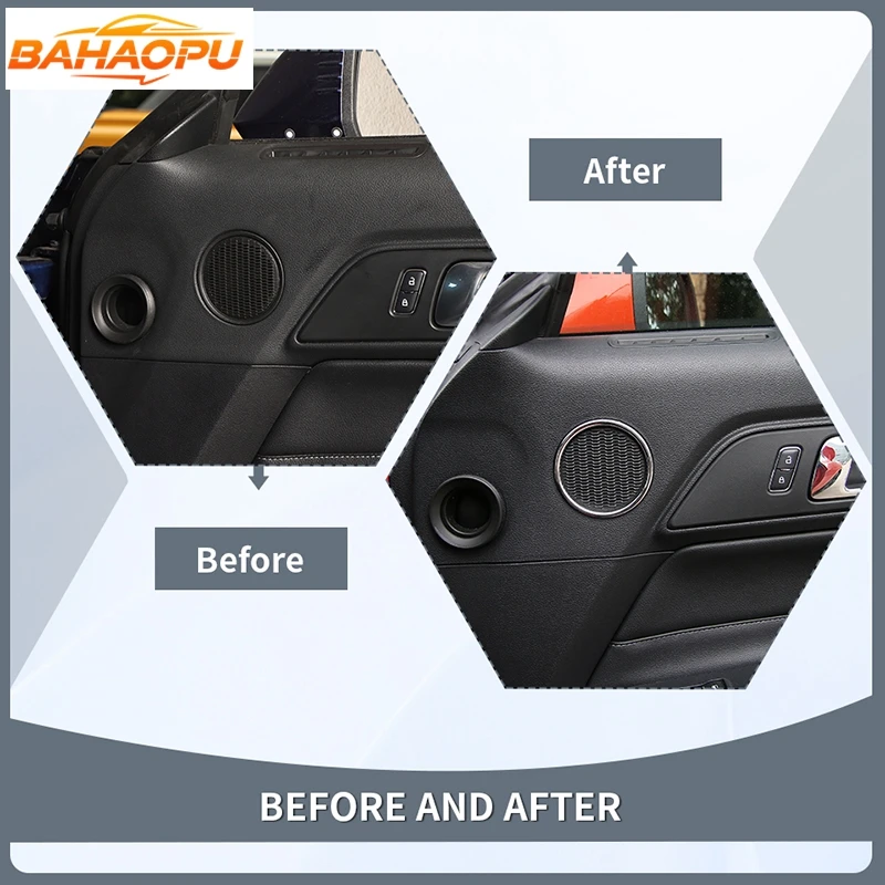 BAHAOPU Door Horn Trim Speaker Ring Decoration Cover for Ford Mustang 2015 2016 2017 2018 2019 2020 2021 Up Interior Accessories